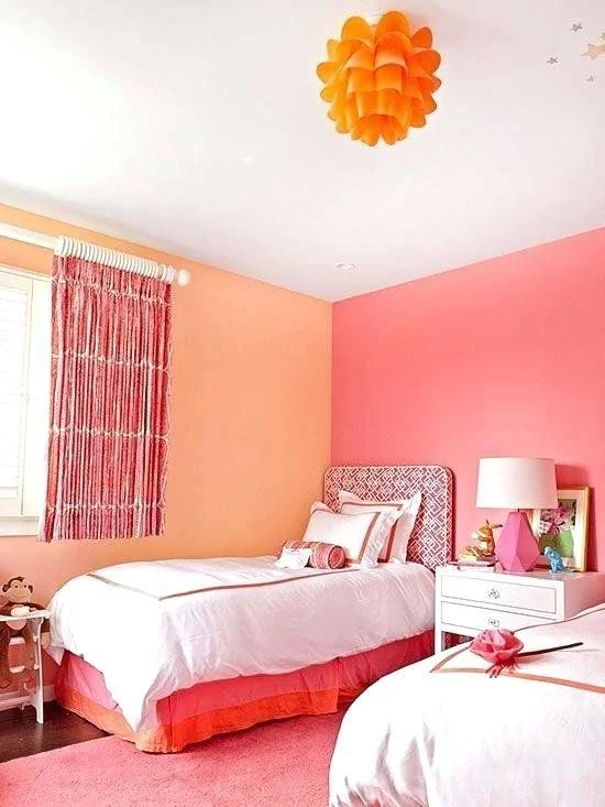 Orange Two Colour Combination for Bedroom Walls